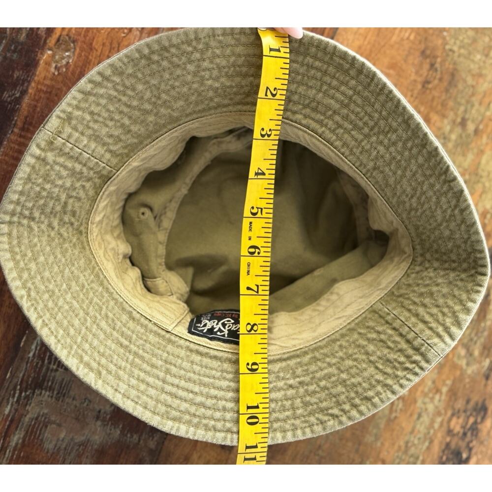 Mustangs Embroidered Bucket Hat Olive Green Distressed Cotton Boho One Size - Picture 10 of 10